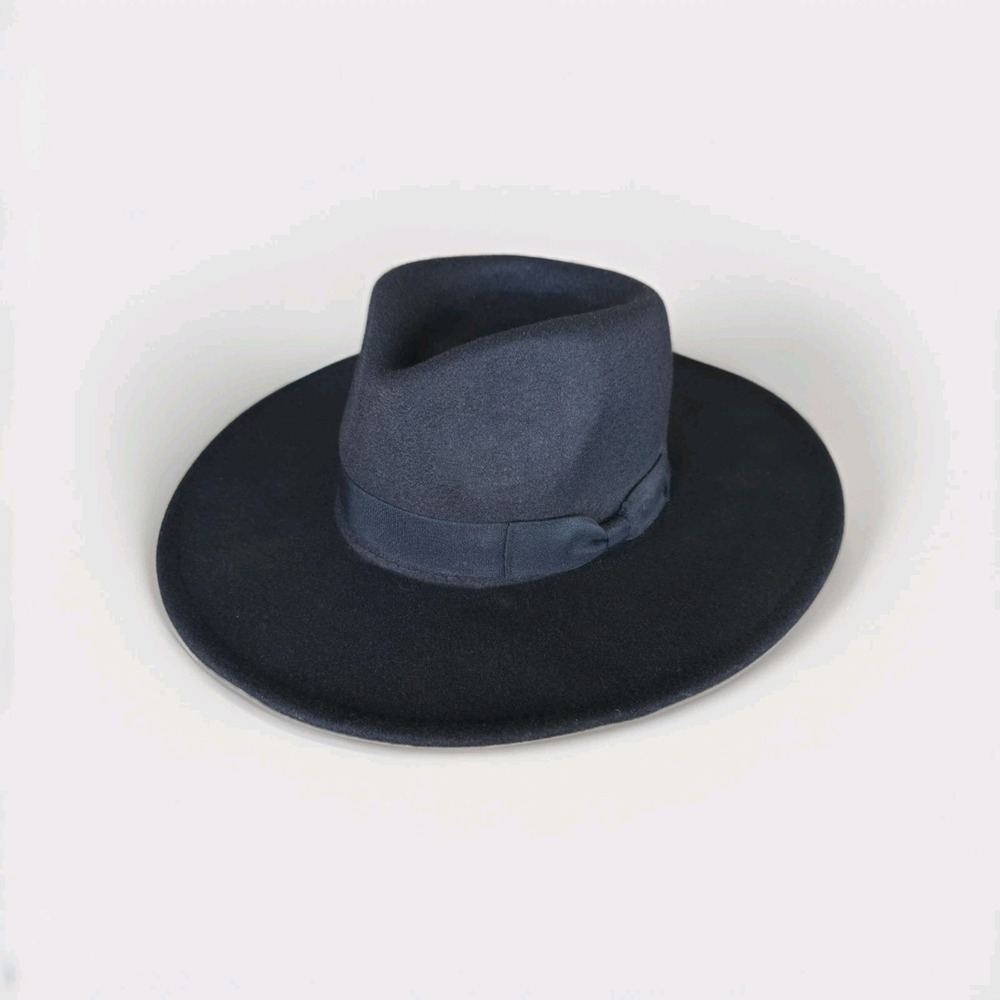 Forever 21 Black Felt‎ Like Fedora Hat Size M/L 58cm Adjustable Band